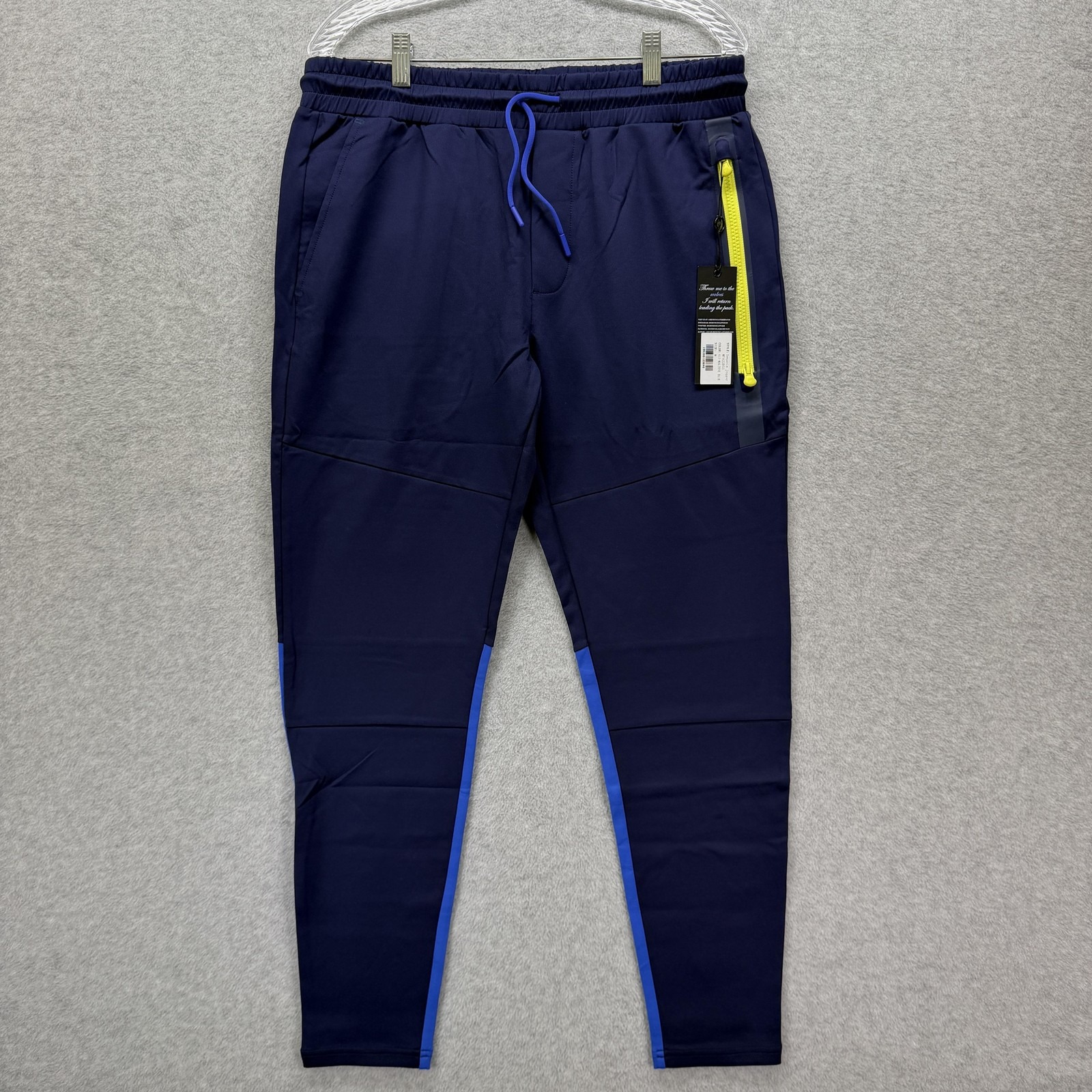 Greyson Pants Mens Medium Blue Sequoia Joggers Stretch Zip Pocket Colorblock